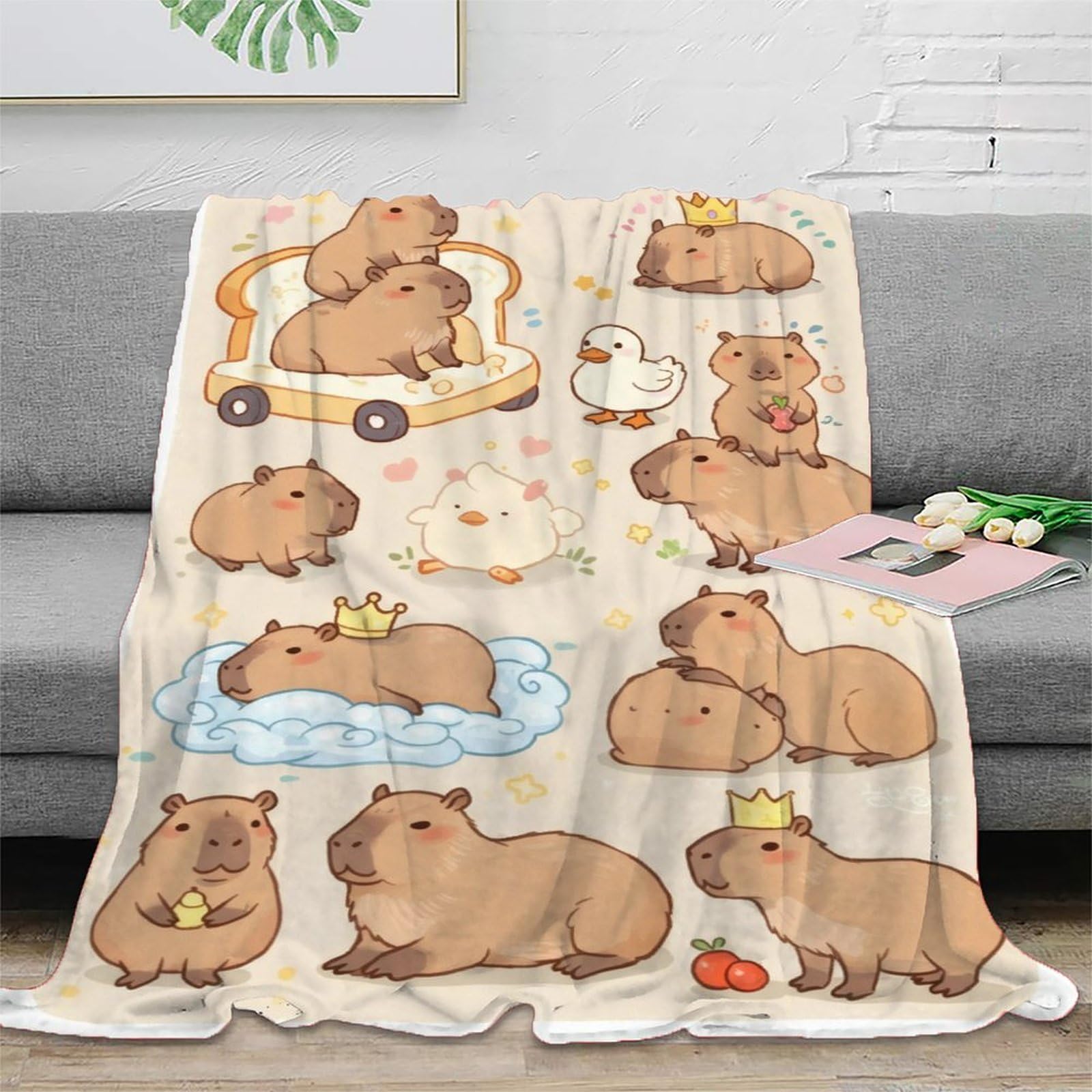 Plaid capybara mignon pour des soirées cocooning en couple