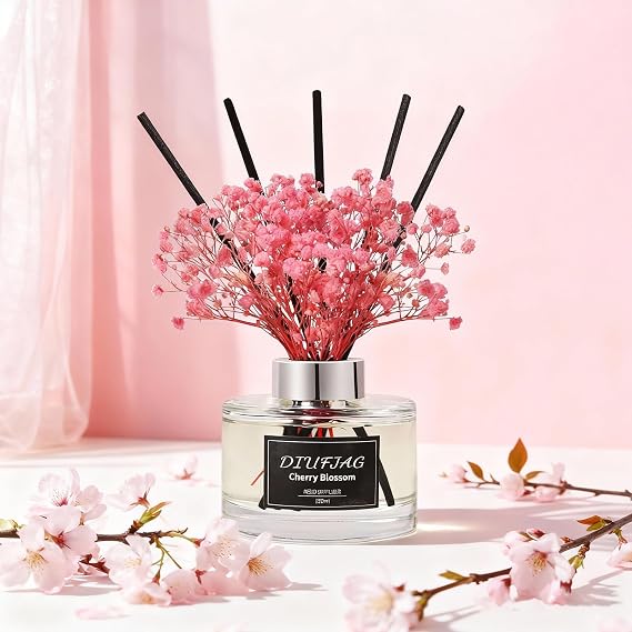 Cherry Blossom Reed Diffuser Set, 5.07 fl oz Scented Oil Diffuser