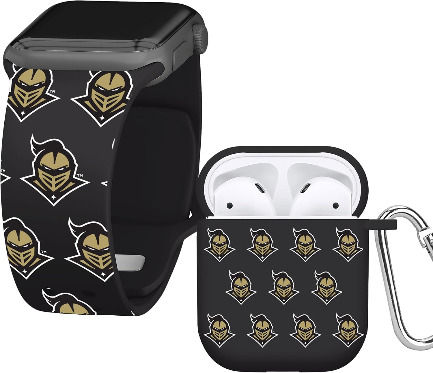 AFFINITY BANDS Central Florida Knights HD Combo Package Compatible with Apple Watch and AirPods Gen 1 & 2 (42/44/45/49mm (46mm Series 11) Long Repeating)