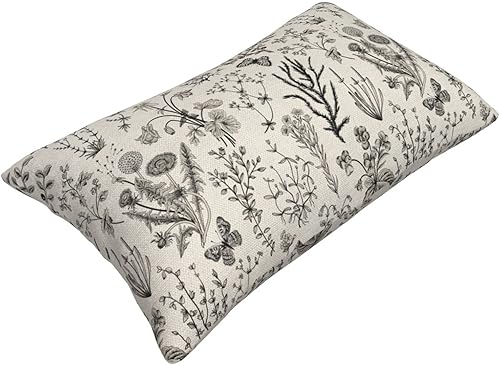 Miniatura 6 de AEIOAE Juego de 2 fundas de almohada de primavera de 12 x 20 pulgadas, fundas de almohada de flores silvestres negras y grises, fundas decorativas