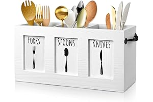 Rustic Wood Flatware Organizer for Forks, Spoons, Knives