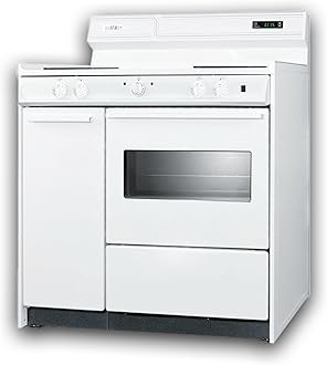 Summit 36” Electric Range, 220V Electric Coil Burners, Large 2.9 cu.ft Oven, ADA Complaint, White- WEM430KW