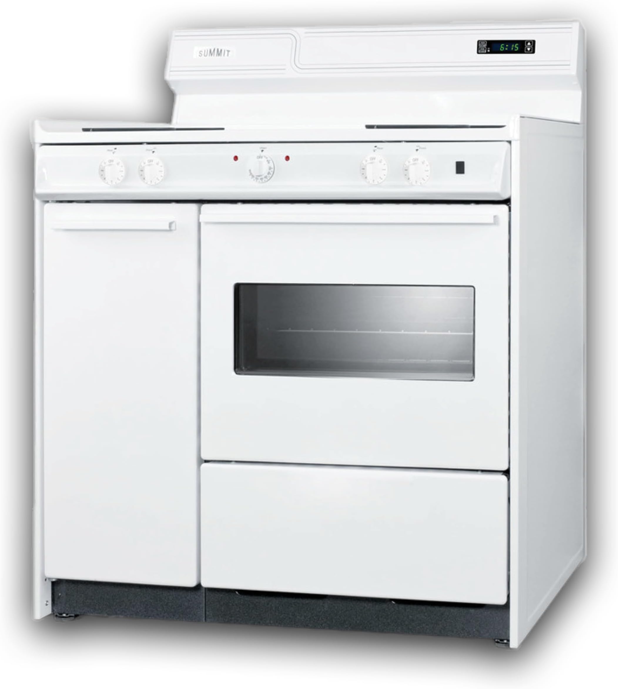 Summit 36” Electric Range, 220V Electric Coil Burners, Large 2.9 cu.ft Oven, ADA Complaint, White- WEM430KW