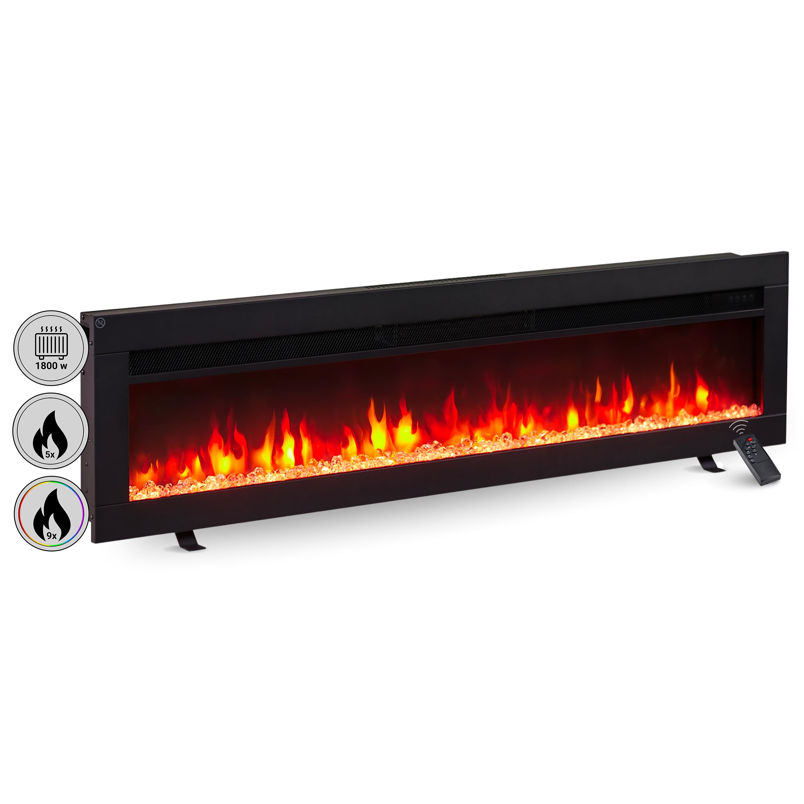 BALDERIA Agnes 60 - Chimenea electrica Decorativa de Pared con Efecto Llama 3D y calefaccion — view 9