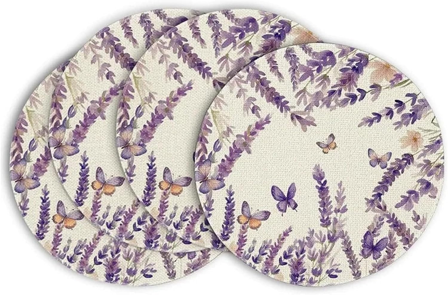 Hello Sunshine Sunflower Round Summer Placemats Set of 4, Spring Round Table Mats for Dining Decoration(10)