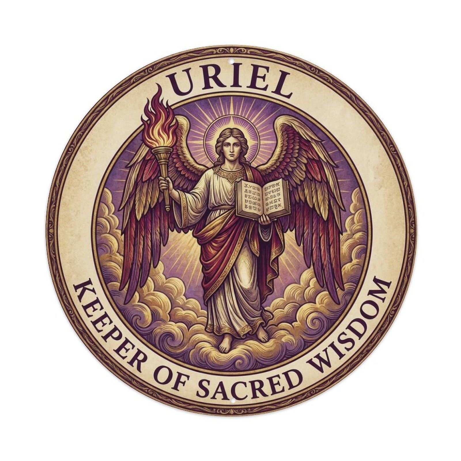 Flame Guardian Archangel Uriel Keeper of Sacred Wisdom Metal Tin Sign