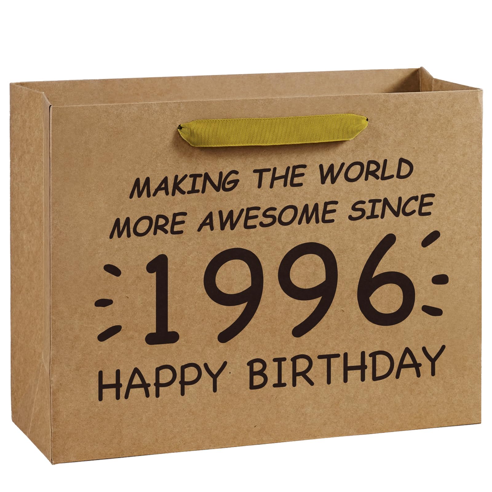 Loveinside 13" Large 30th Retro Birthday Kraft Paper Gift Bag - Making the World More Awesome Since 1996 Paper Bags for Friends Men Women Birthday