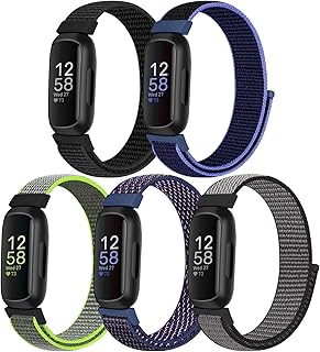 Bcuckood Nylon Sport Loop Band Compatible with Fitbit Inspire 3/Inspire 2/Inspire HR/Inspire/Fitbit Ace 3/Ace 2 for Women Men Kids, Soft Nylon Strap Breathable Adjustable Replacement Wristband