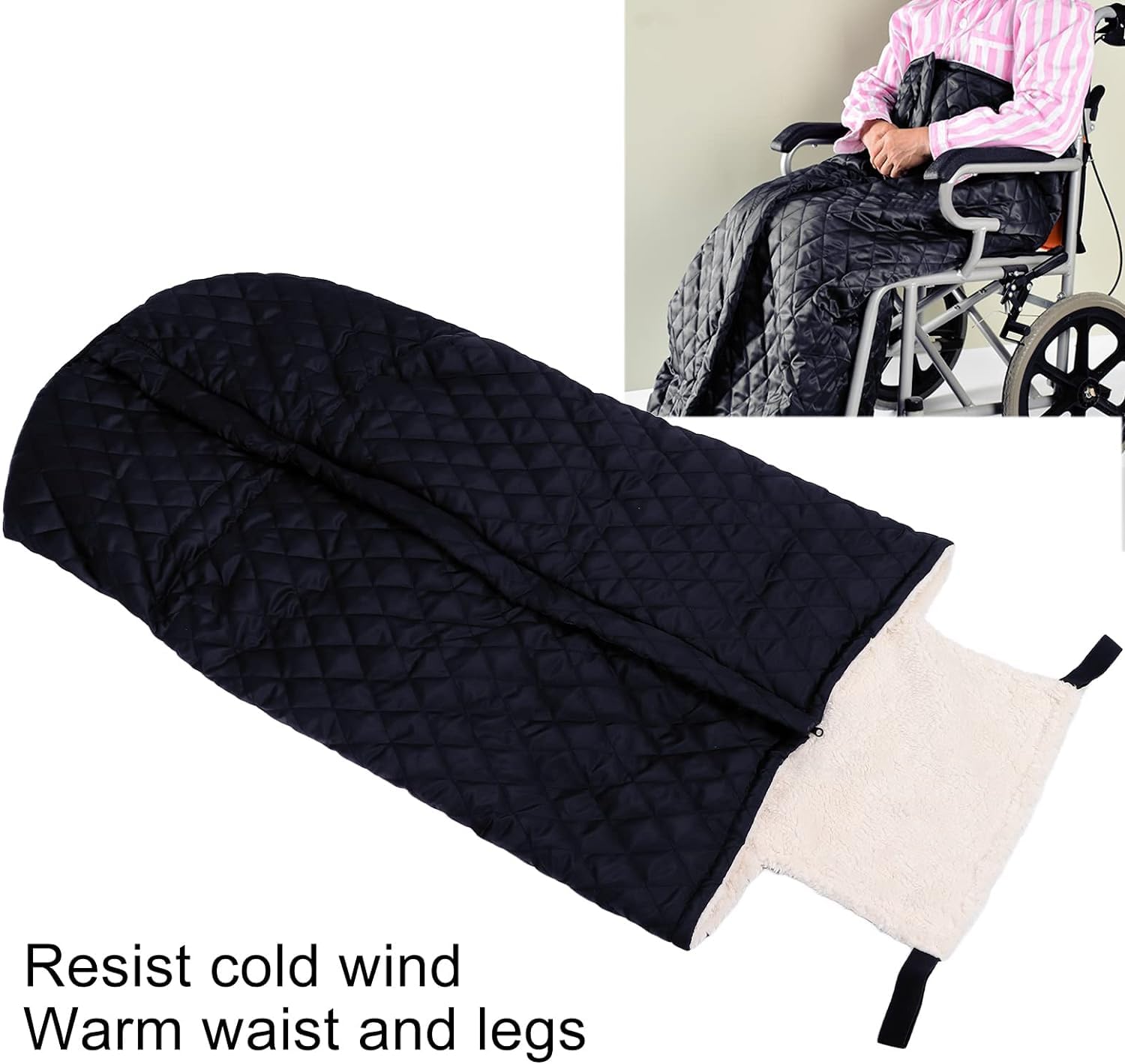 JCAKES Manta para Silla de Ruedas Manta térmica Engrosada for Silla de Ruedas, Manta Envuelta en Lana for Silla de Ruedas for Pacientes con Movilidad Limitada o Ancianos Cálido (Color : Noir)