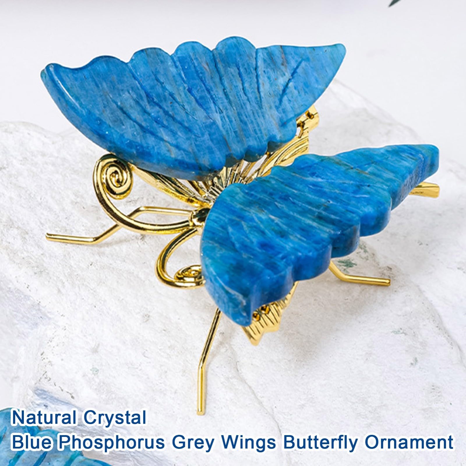 Amazon.co.jp: 天然クリスタル蝶の置物、飛んでいる青い蝶のグッズ置物