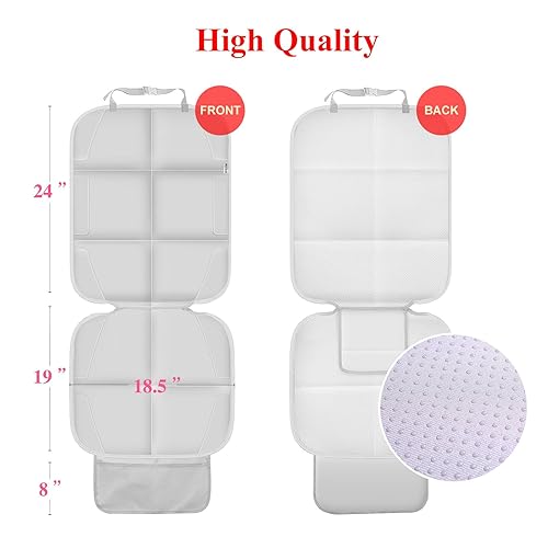 Miniatura 18 de Protector de asiento de automóvil para silla infantil, resistente al agua 600D, protege el asiento de las huellas del bebé, con respaldo 2 piezas