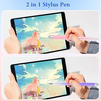 Stylus Pens for Touch Screens, High Precision Magnetic Disc Universal Stylus Pen for iPad, 2-in-1 iPad Pen Compatible with Nintendo Switch/iPhone/iPad/Android Tablets and so on(Pink/Purple)