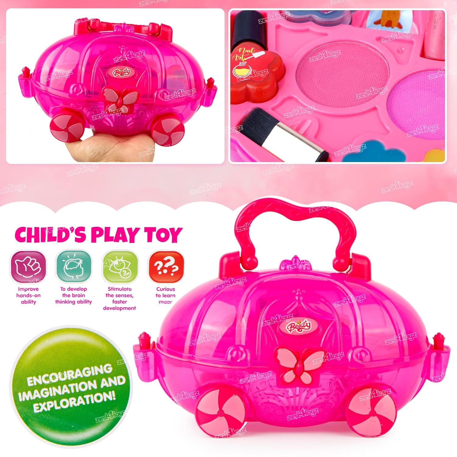 TOYIQ Beauty Set Gift Toys for Girls Makeup Kit Car Set Washable Make up for Kids Princess Cosmetic Real Beauty Set Role Play 3