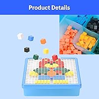 Vista 7 de KIEZ Rompecabezas de mosaicos de 490 piezas, desafío de arte de píxeles con 24 diseños (animales, vehículos, frutas, arquitecturas), juguetes STEM