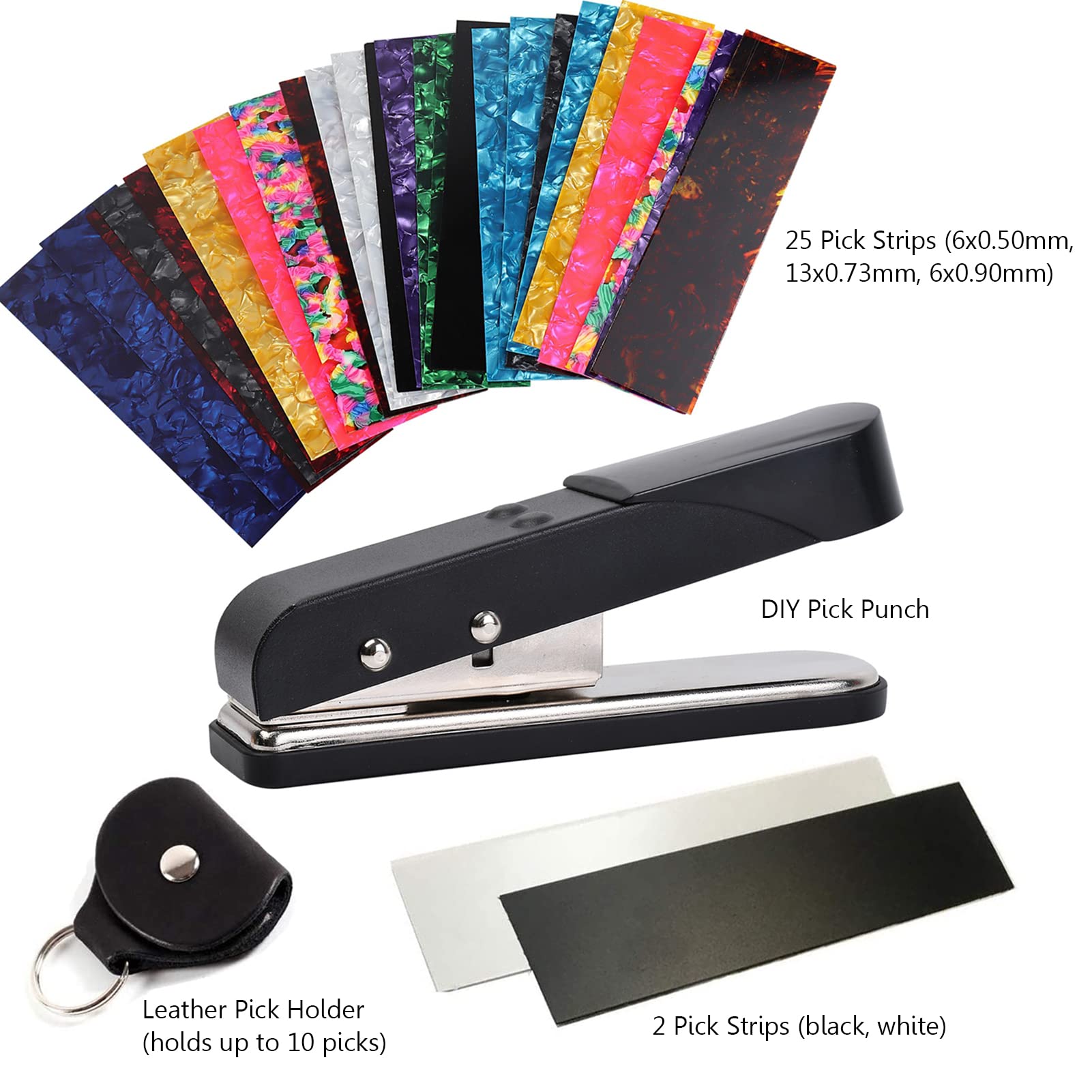 Set per creare mediatori chitarra fai-da-te con portamediatori in pelle e strisce regalo premium chitarristi famiglia amici