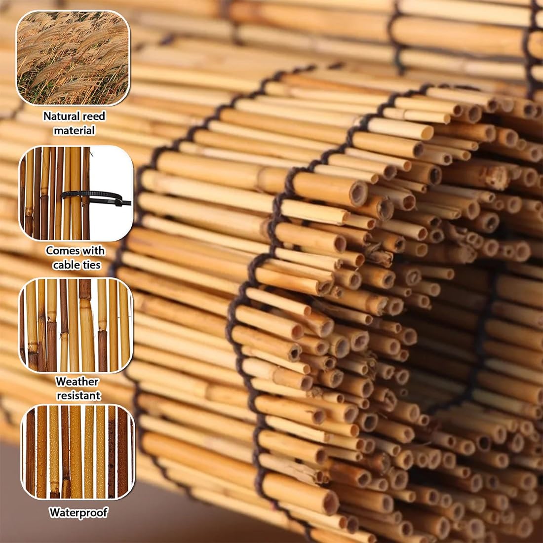 Rollo de Valla Cañizo, Natural Valla de Bambú for Jardín Exterior Piscinas Techos y Patios, Pantalla de Valla Caña Resistente a La Intemperie Y La Privacidad(Marrón,H150cmxL1000cm)