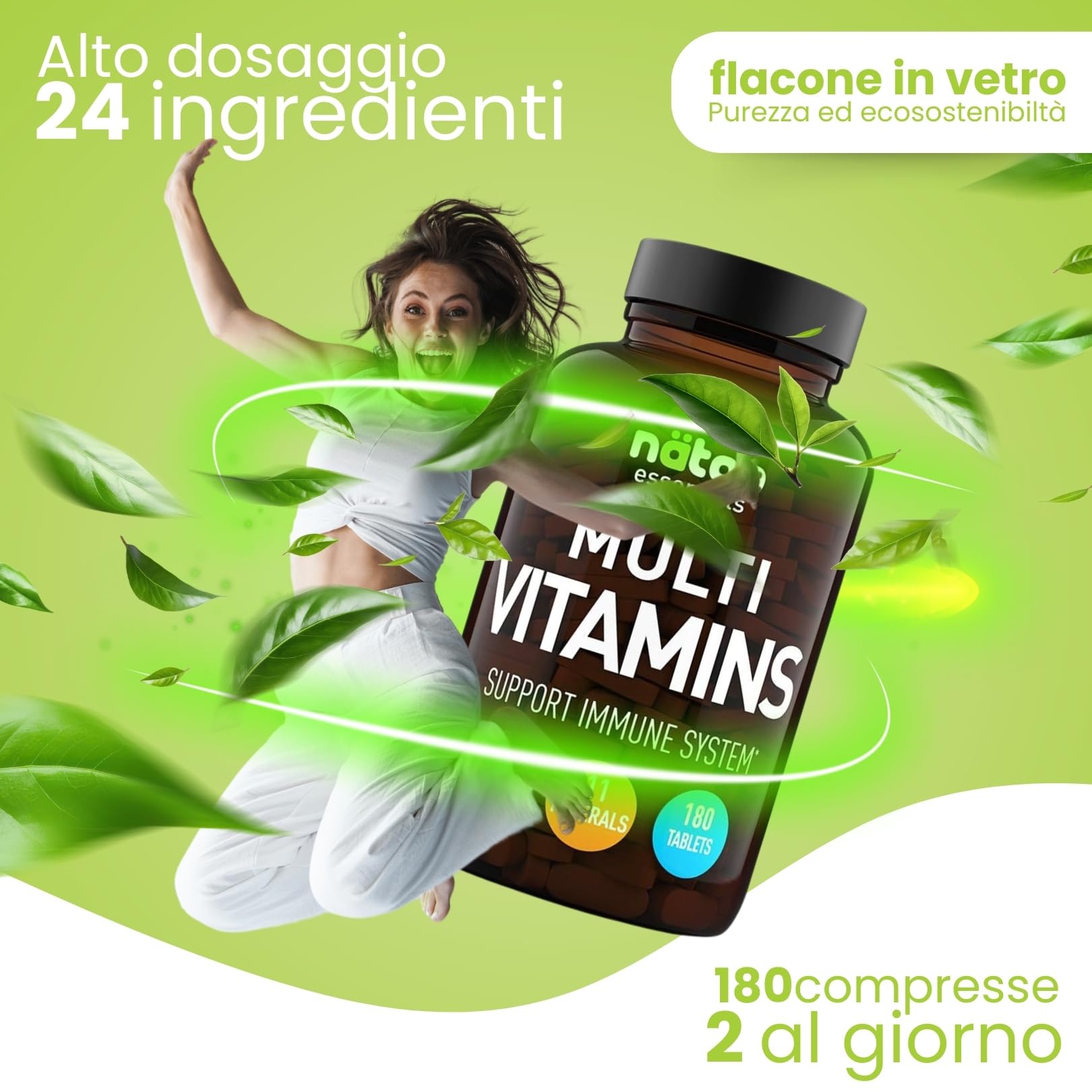NÄTOO Multivitaminico 180 Compresse (3 mesi di integrazione) - Integratore con 13 Vitamine e 11 Minerali - Multivitaminico Completo - supporto sistema immunitario
