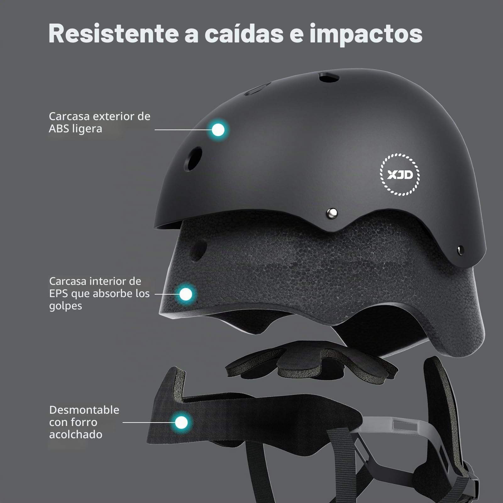 XJD Casco de Ciclismo Ajustable para Niños Bicicleta Patinete 3-14 Años