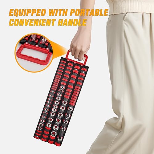 Vista 105 de GOOACC Organizador magnético de enchufes de 1/4 de pulgada, 2 piezas de soporte métrico SAE, bandeja organizadora de enchufes de 1/4 de pulgada