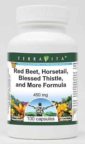 TerraVita Fórmula limpiadora del hígado - Remolacha roja, cola de caballo, cardo bendito y más - 450 mg (100 cápsulas, ZIN 512555)