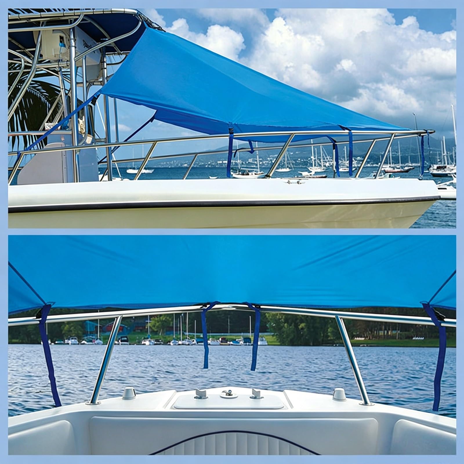 Tendalino per Barca a T, Estensione Tendalino Barca, Tessuto Oxford 600D, Custodia per il Trasporto, Chiusura a G, Parasole Anteriore per Yacht(Gray,245x290cm/8x9.5ft)