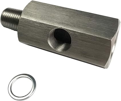 Oil Pressure Sensor Tee Adapter - 1/4 NPT Female to Male With 1/8 NPT Side Port - Turbo Supply Feed Line Gauge Stainless Steel Hose T Fittings