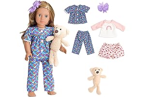 Indulge in Cuddly Comfort with Our 18" Doll Pajamas and Teddy Bear