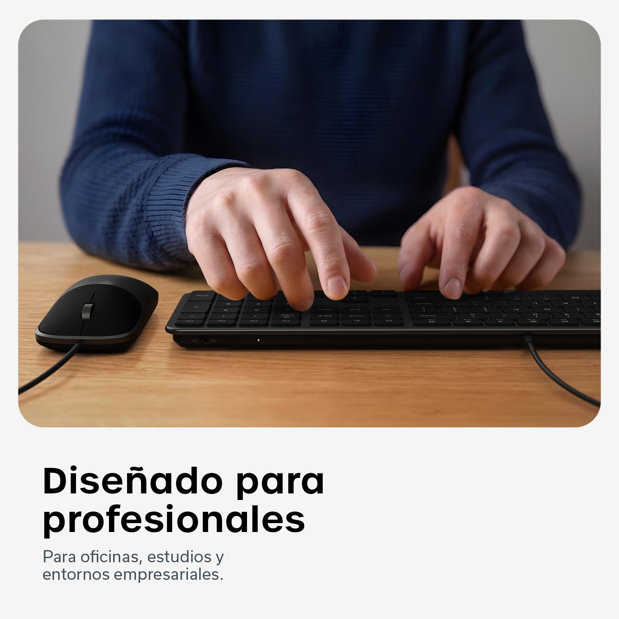 SATECHI Teclado y Ratón con Cable Slim CLX3, QWERTY US, Negro Espacial | Distribución Americana, teclado y ratón con cable, USB-C Plug and Play, para Mac, PC Windows y Android