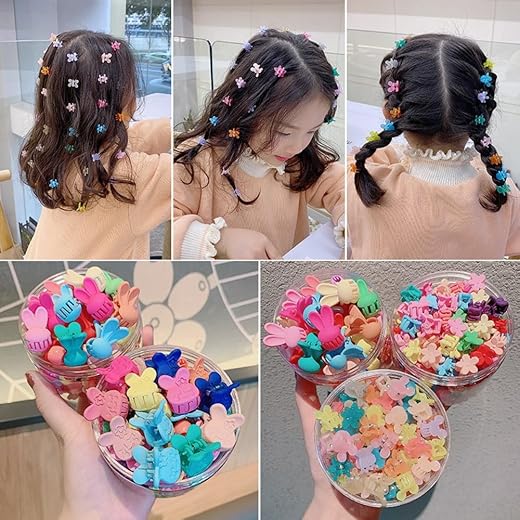 Mini Flower Hair Clips 60 Pcs - Multicolor