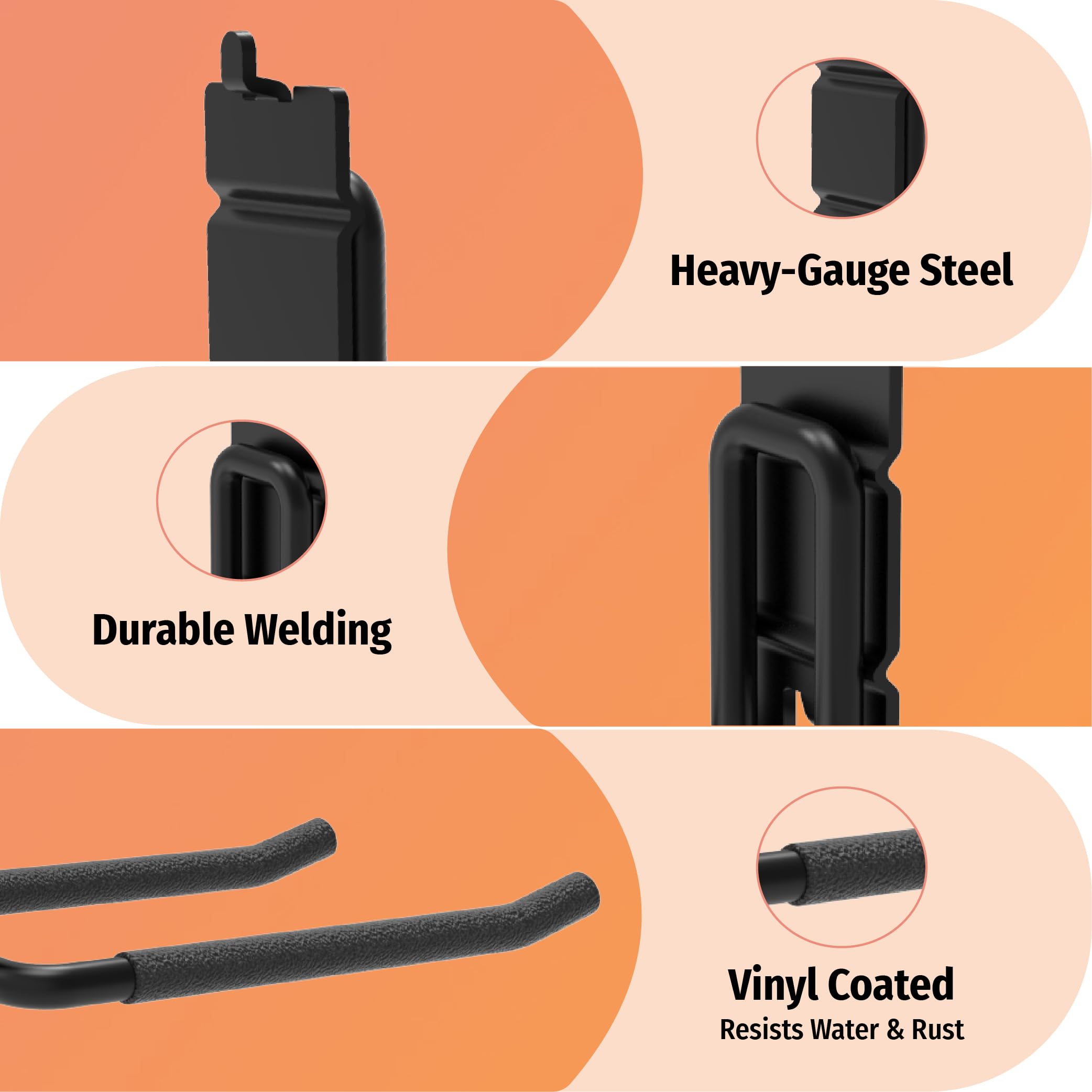 HUHOLE Pegboard Hooks - 8 Pack for Tools & More -3