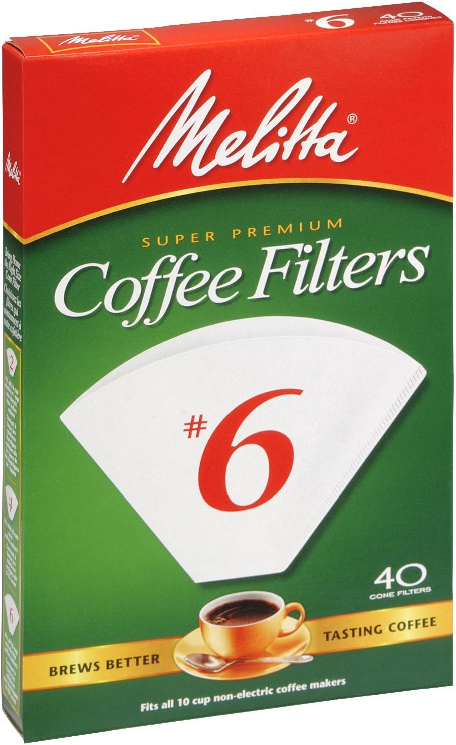 Melitta Cone Coffee Filters White No. 6 40 Count Home
