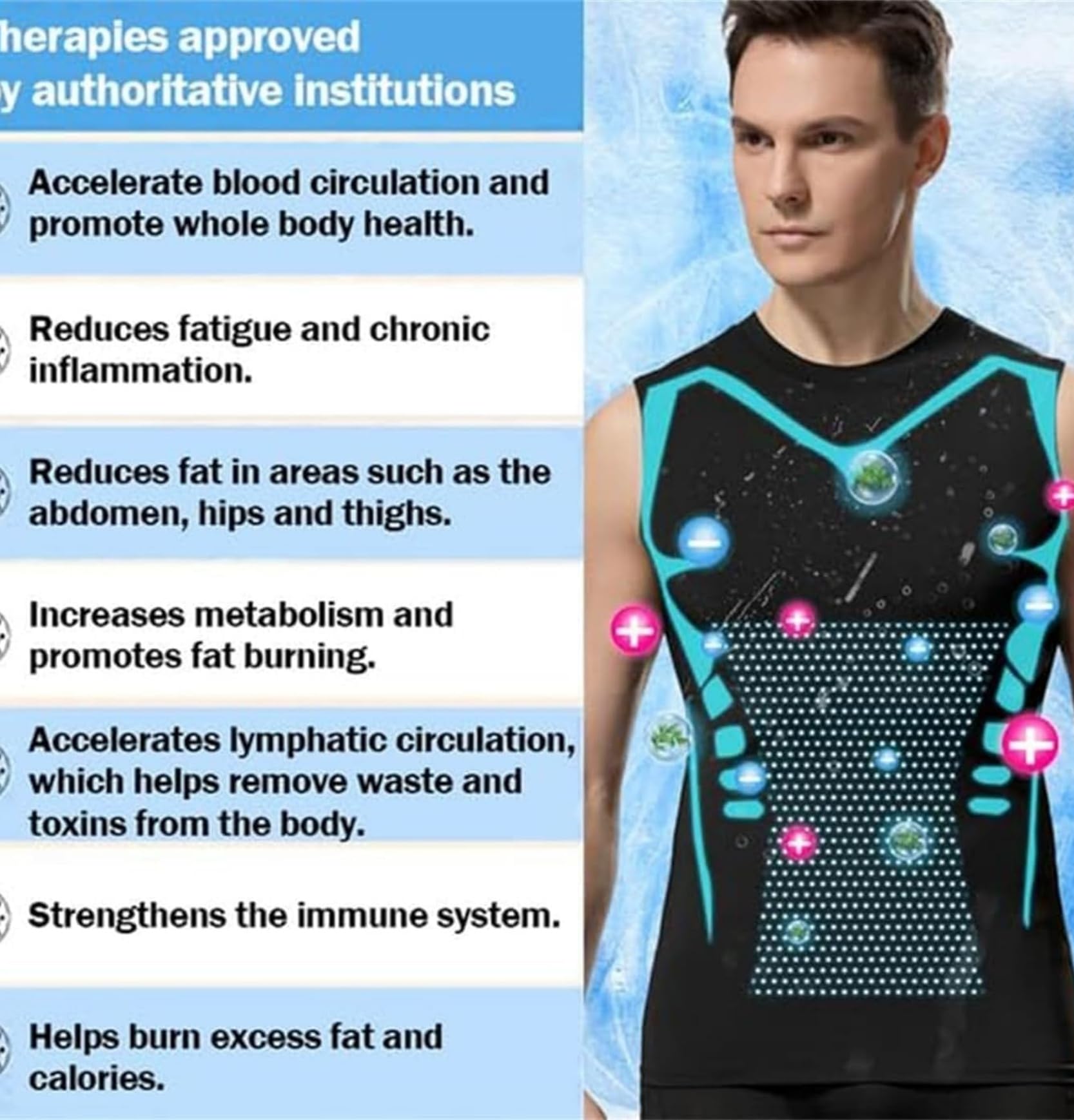 Ironfit - Camiseta de compresión para hombre, adelgazante, para entrenamiento, moldeadora iónica, sin mangas, control de abdomen, chaleco moldeador de cuerpo para gimnasio