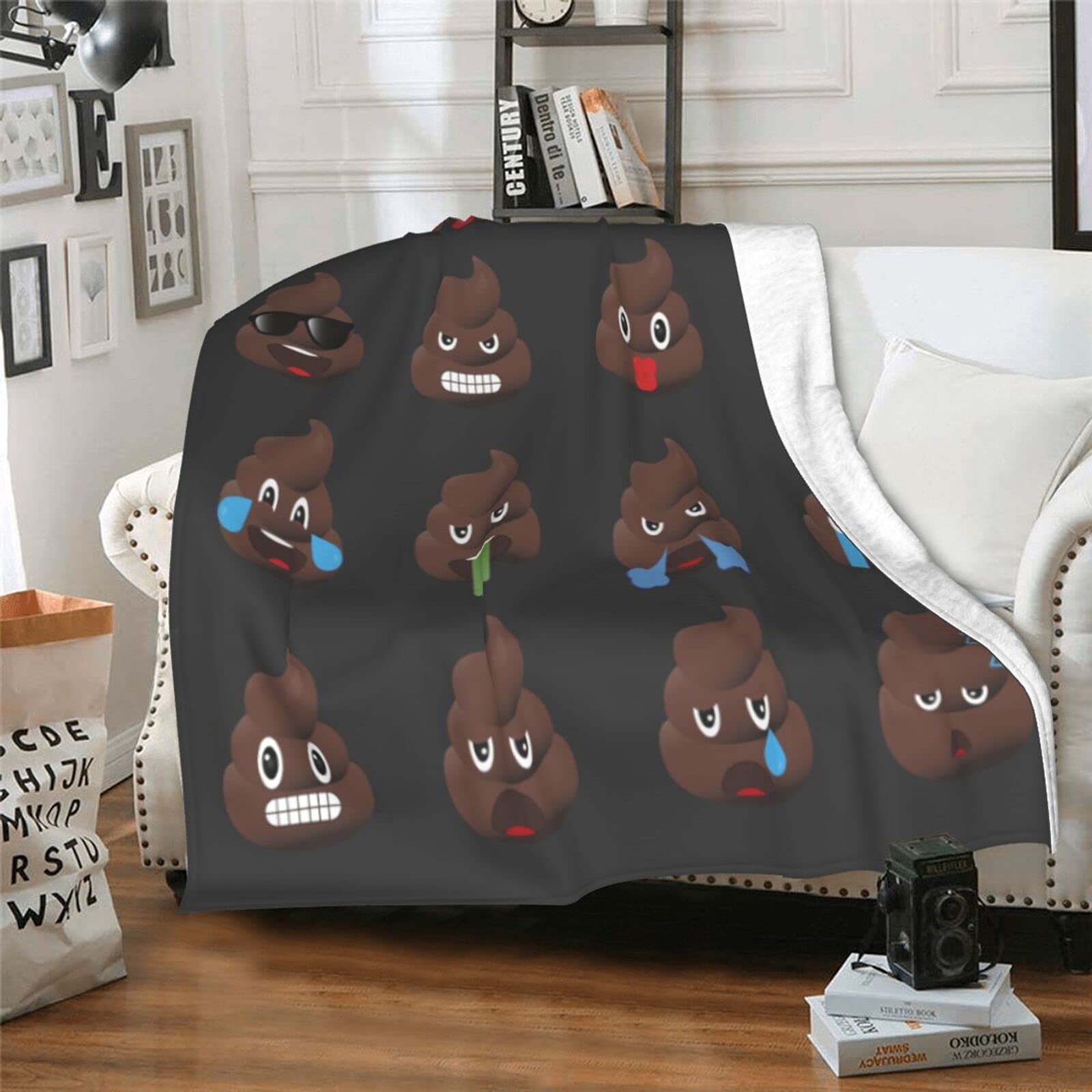 Srufqsi Poop Throw Blanket Warm Ultra-Soft Micro Fleece Blanket For Bed Couch Living Room