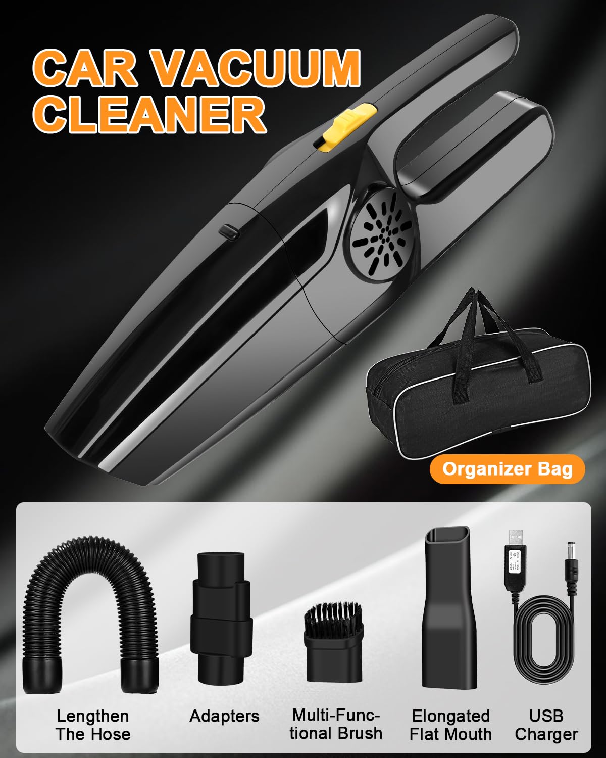 FEOKZE Aspirateur à main sans fil 8000 Pa Aspirateur à main humide et sec avec filtre HEPA lavable, mini aspirateur portable pour la maison, les animaux domestiques, la voiture