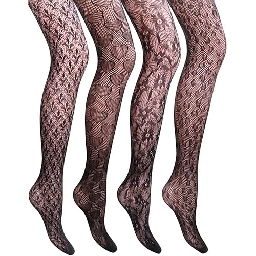 VERO MONTE Women Patterned Fishnet Tights Black Fishnets Net Stockings Pantyhose