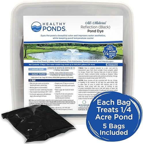 Miniatura 5 de Healthy Ponds Tinte para agua de estanque, reflexión (negro), bolsas solubles en agua de 5 onzas, trata hasta 2.5 millones de galones