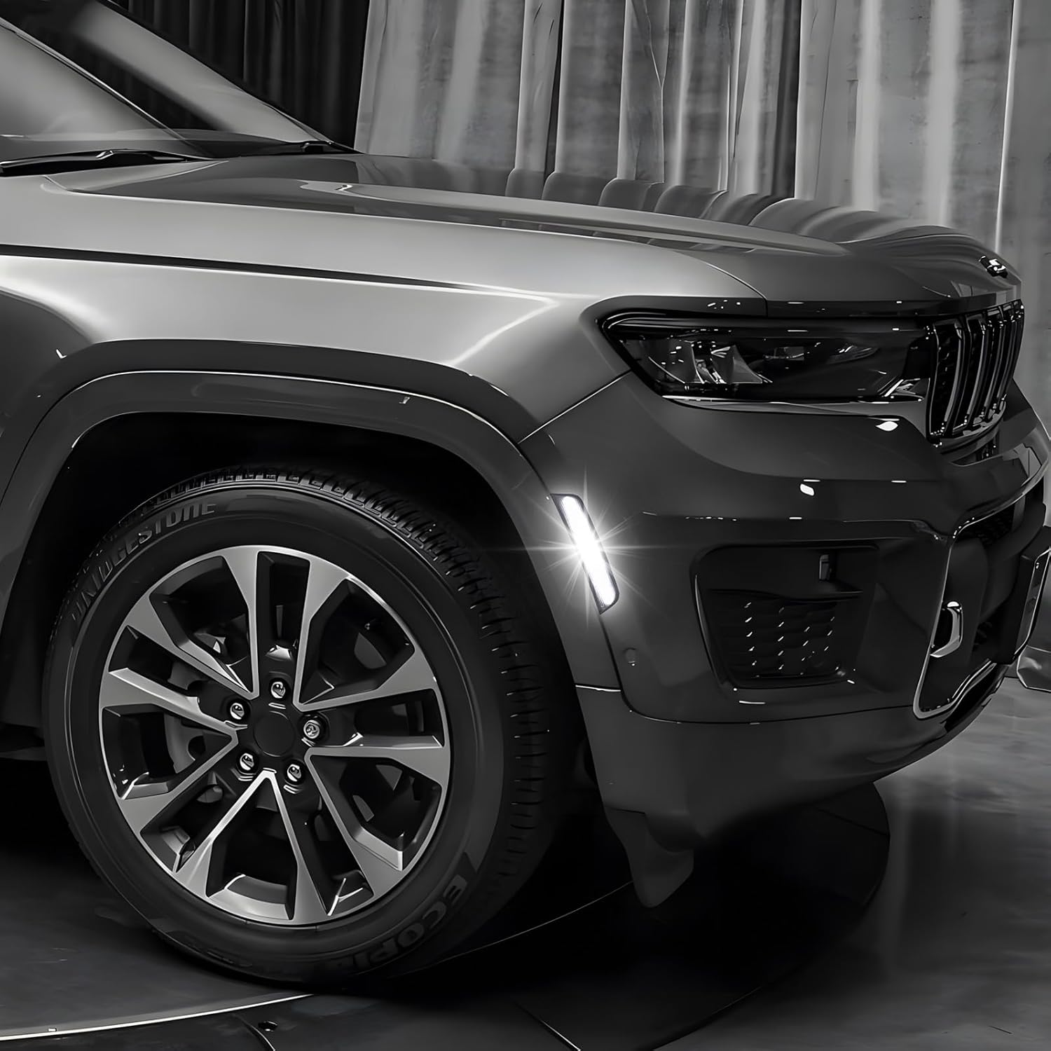 LED Side Marker Lights Compatible with 2021-2025 Grand Cherokee All Models, Front Bumper Clearance Light Parking Light, High Power SMD LED White Light, Smoked Len