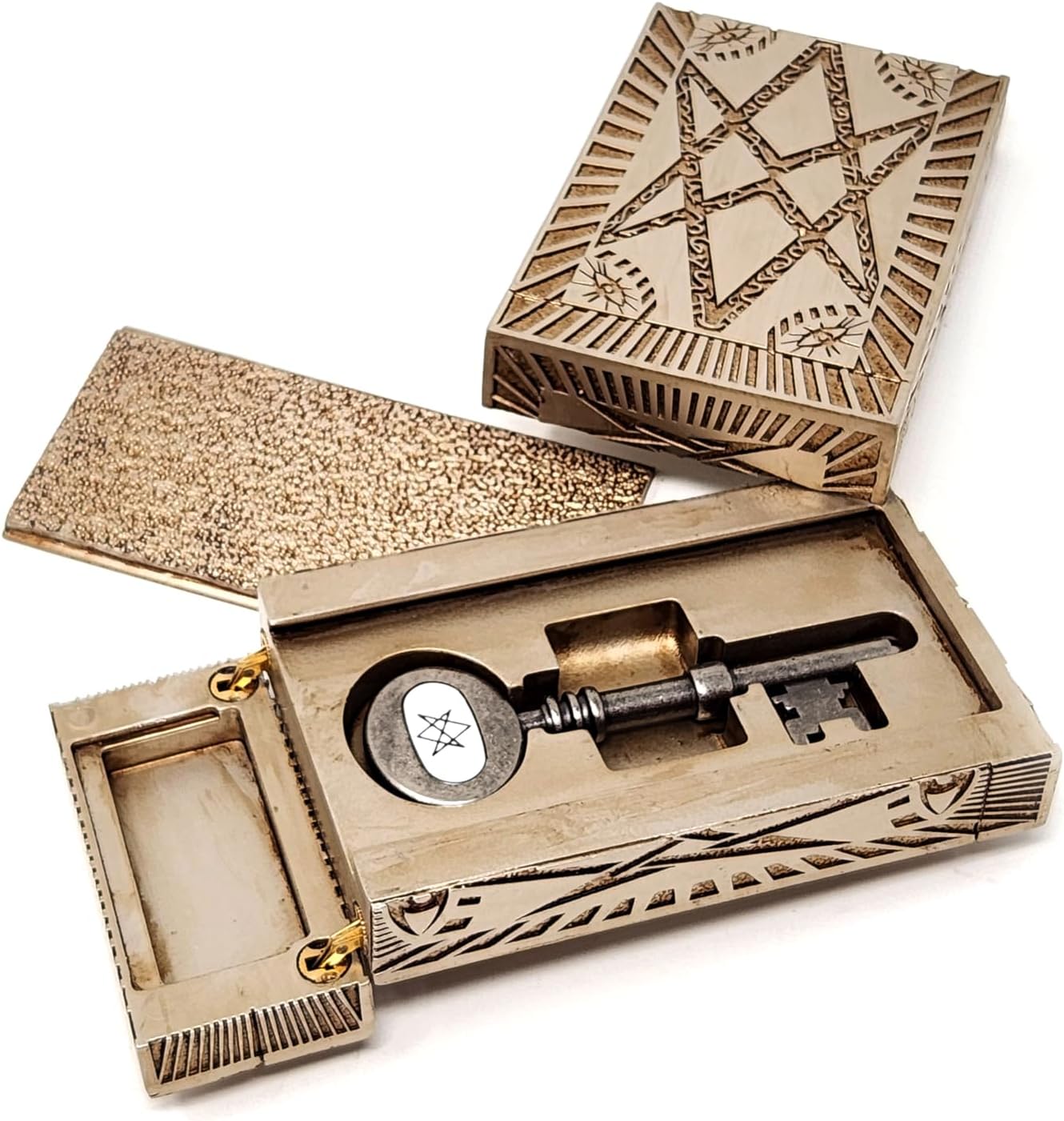 Men of Letters Bunker Key Prop Replica from Supernatural - Made with Metal - with Optional Puzzle Box (Both the Bunker Key and Puzzle Box)