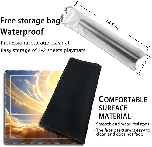 Miniatura 7 de Tapete de juego para MTG, con bolsas de almacenamiento gratis, tapete de juego de 24 x 14 pulgadas, TCG y tapete de juego de mesa para tarjetas,