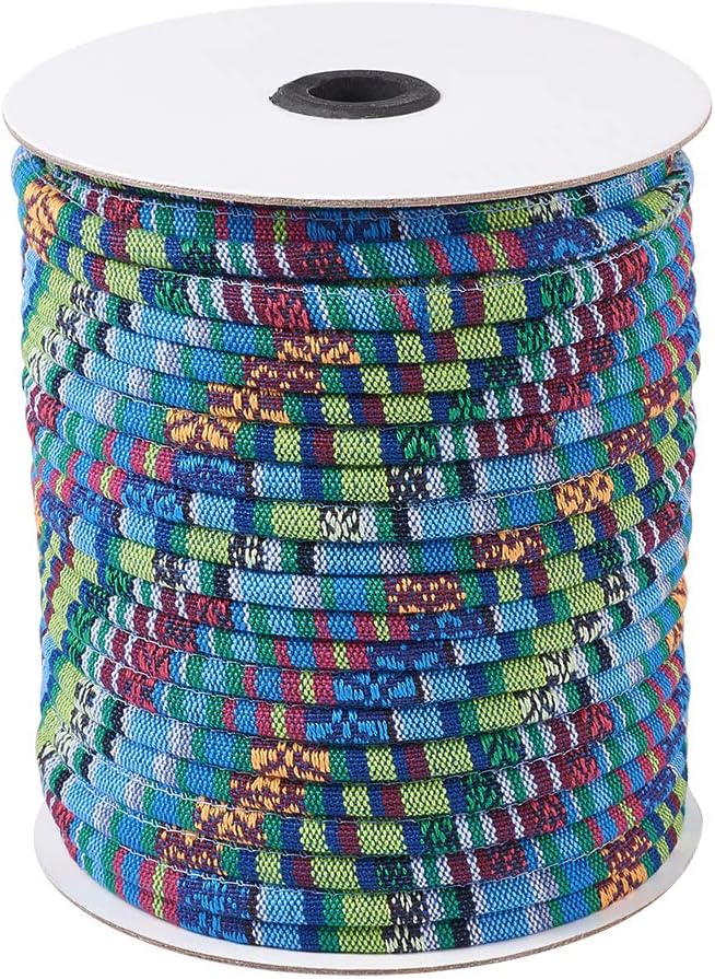 FASHEWELRY 50 Yards/Roll Rope Cloth Ethnic Cords 6mm Bohemia Round Braided Thread String for DIY Bracelet Necklace Jewelry Making (Cornflower Blue)