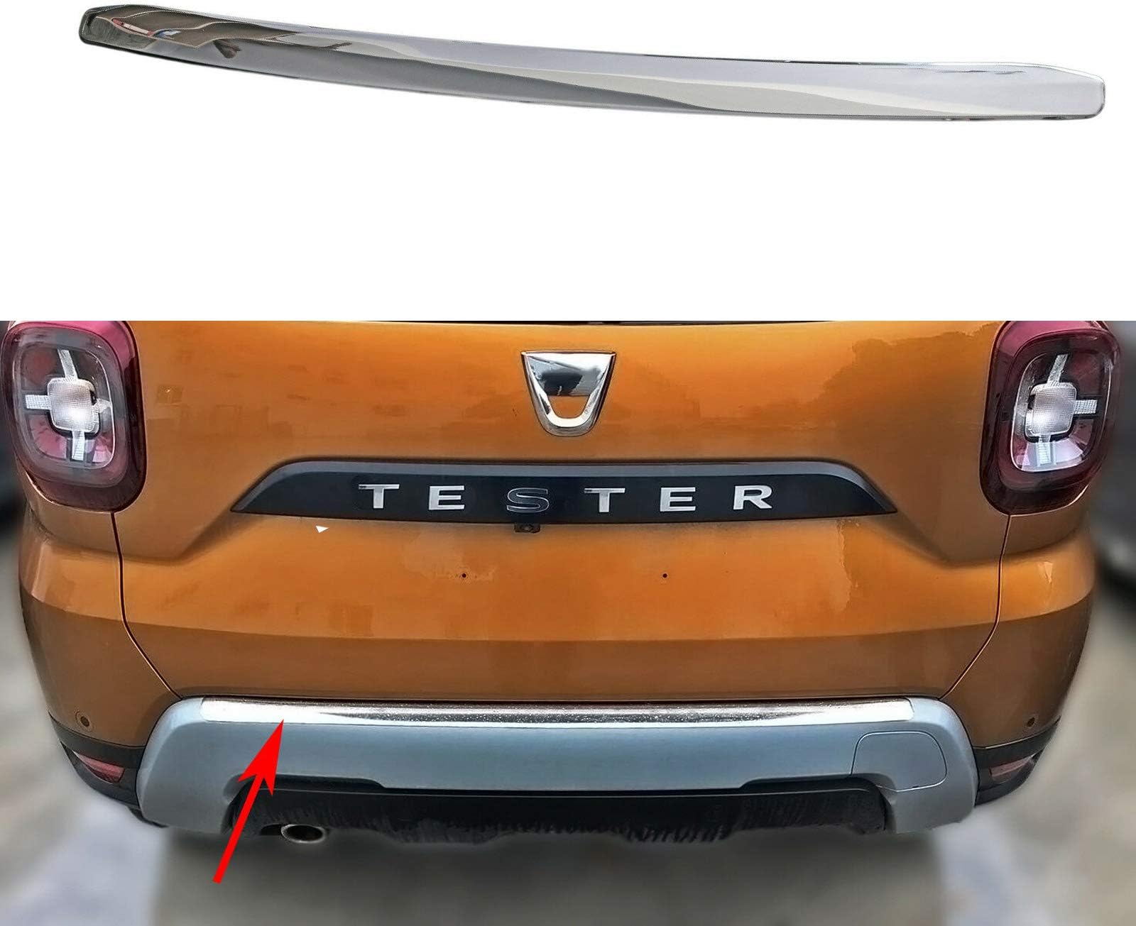 Rear Bumper Protector for DUSTER II from 2018 Stainless Steel Chrome Protection for Boot Edge