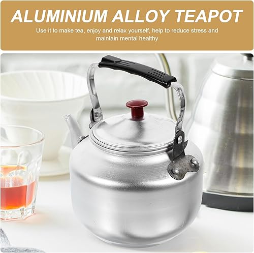 Miniatura 5 de Pequeña tetera portátil de aleación de aluminio con pantalla de filtro Hervidor de té compacto para estufa de gas en el hogar Camping al aire libre