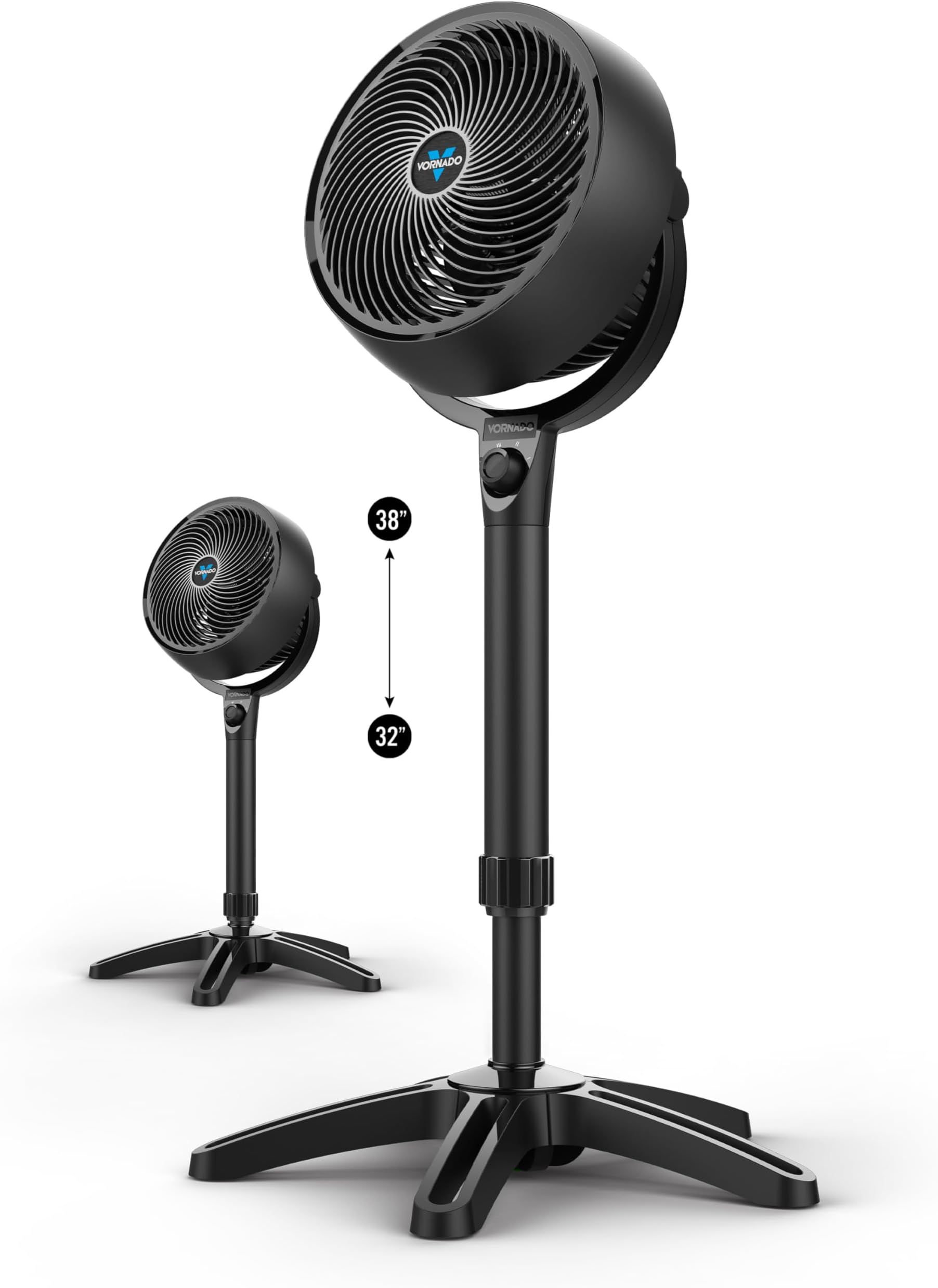 683 Medium Pedestal Whole Room Air Circulator Fan, 3 Speed Control, Adjustable Standing Height, 32 to 38 Inches, Black