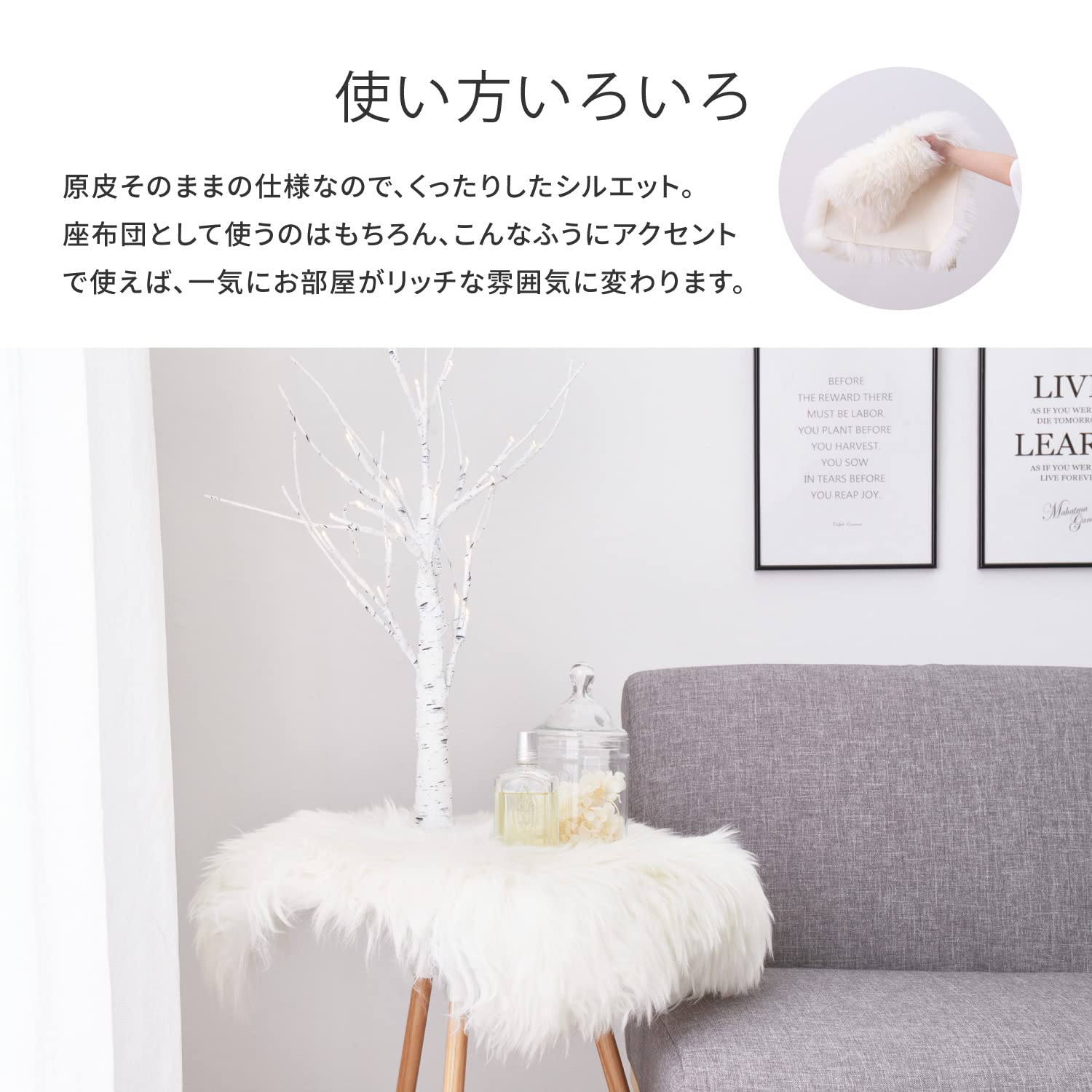 Amazon.co.jp: 萩原 ムートンクッション 座布団 ライトブラウン 約40