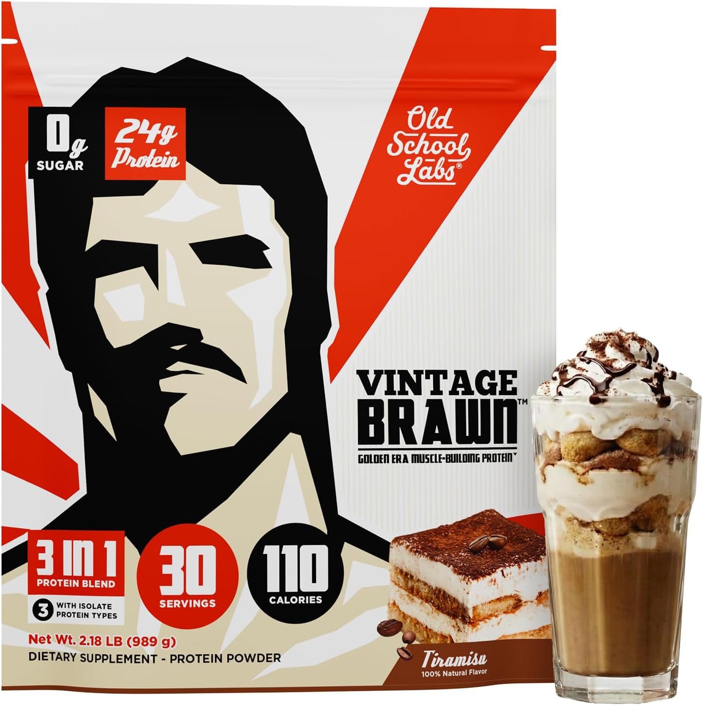 Old School Labs Protein Powder Isolate Sourced from Egg, Milk,& Beef - Made for Men & Women for Building Muscle & Post-Workout Recovery - Zero Sugar, Tiramisu Flavor - 30 Servings