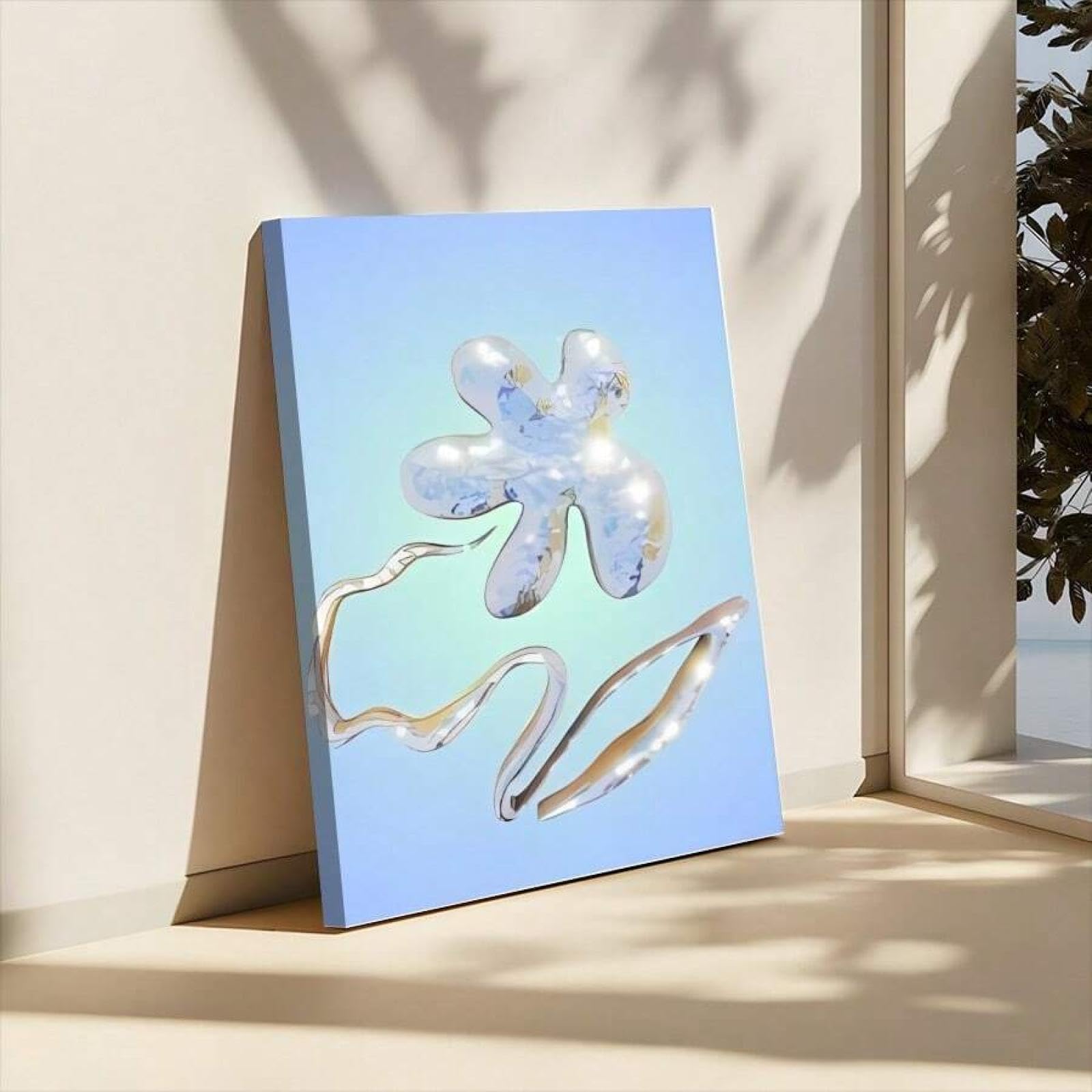 XINBAO Galería Estética Arte de Pared Azul - Impresiones en Lienzo, Póster, Decoración de Pared para el Hogar, Pósteres e Impresiones para Sala de Estar, Dormitorio, 30x45cm con Marco