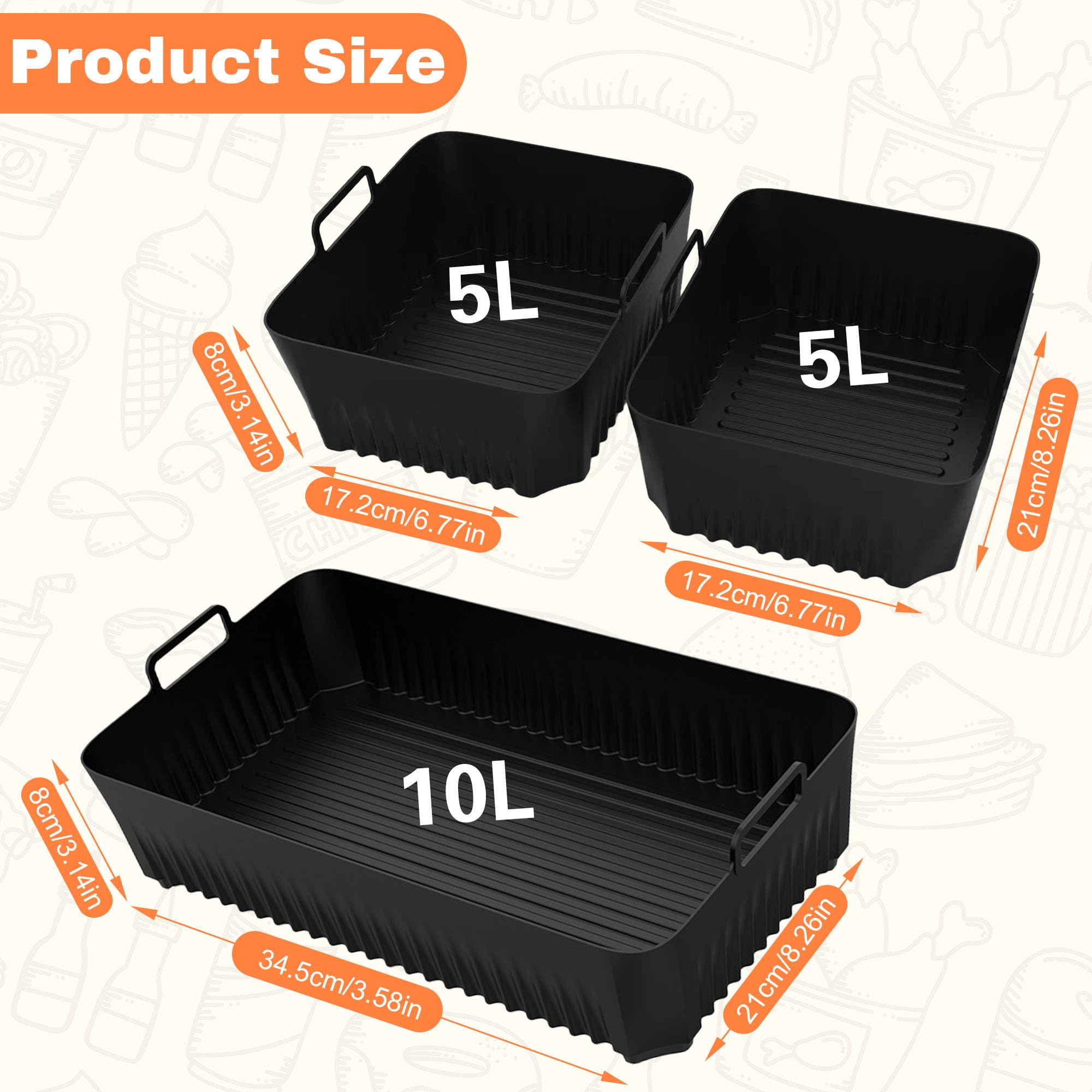 Moule Air Fryer - ZIG-ZAG TERRITOIRES - Cosori Air Fryer 10L - 3Pcs - Accessoires - Plat Airfryer - Electroménager
