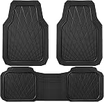 CAR PASS Heavy Duty Rubber Car Floor Mats, Waterproof Universal Trim-to-Fit Car Mats All Weather Floor Mats for SUV Truck Sedan, Premium Auto Floor Mats Full Set 3 Piece Anti-Slip, Solid Pure Black