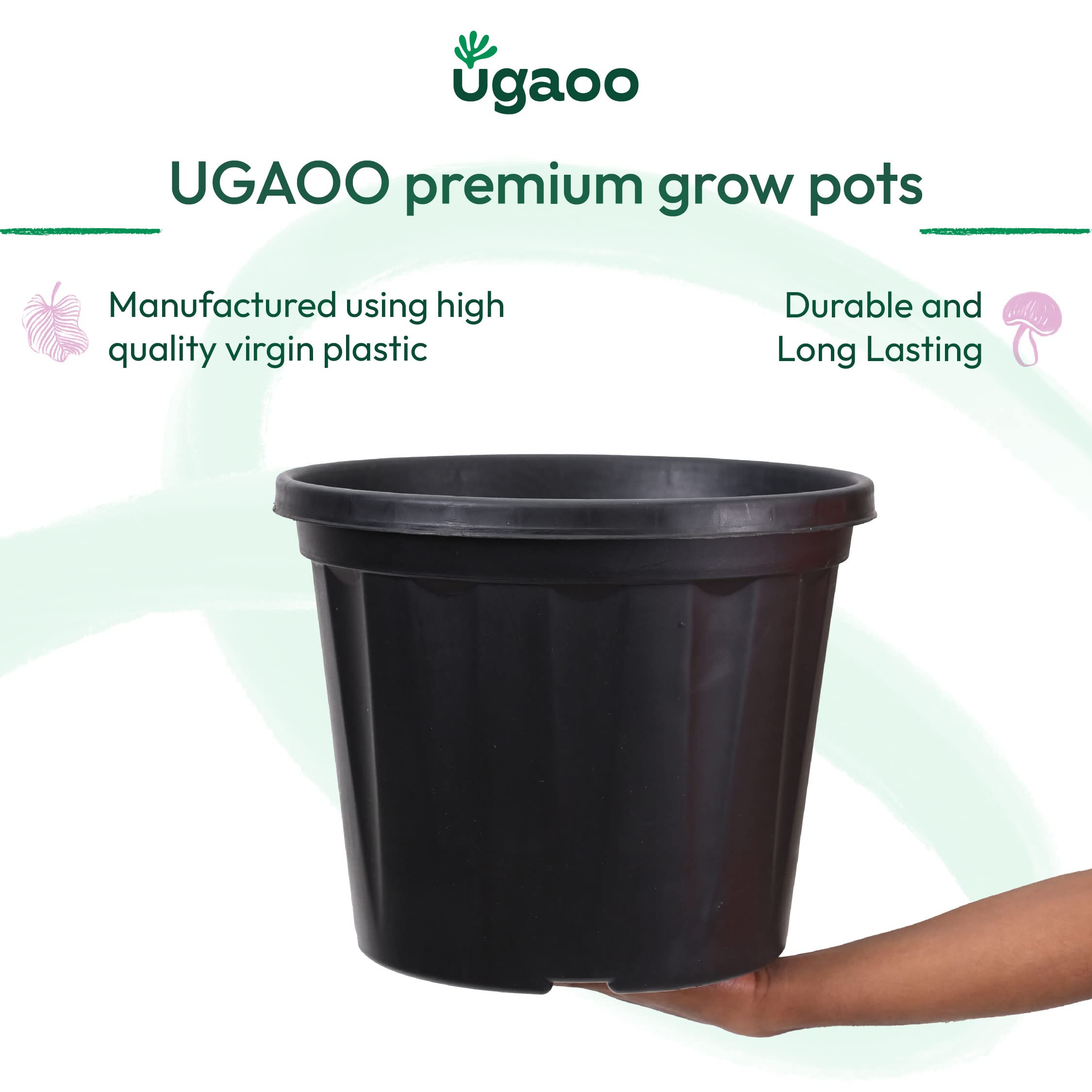 UGAOO Black Plant Pots - Set of 3 (14 Inch) -2 UGAOO Black Plant Pots - Set of 3 (14 Inch) -2