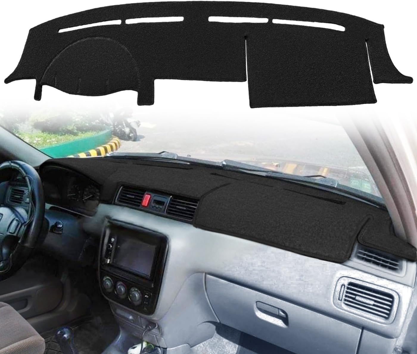 Dash Cover Mat Custom Fit for Honda CRV Dashboard Cover Pad Cap Carpet Protector J244 (Black)